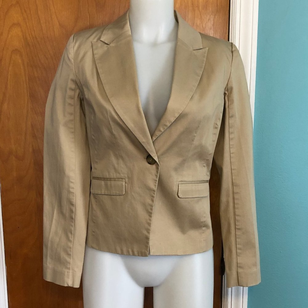 Mossimo size 6 Beige/Khaki Blazer worn small stain